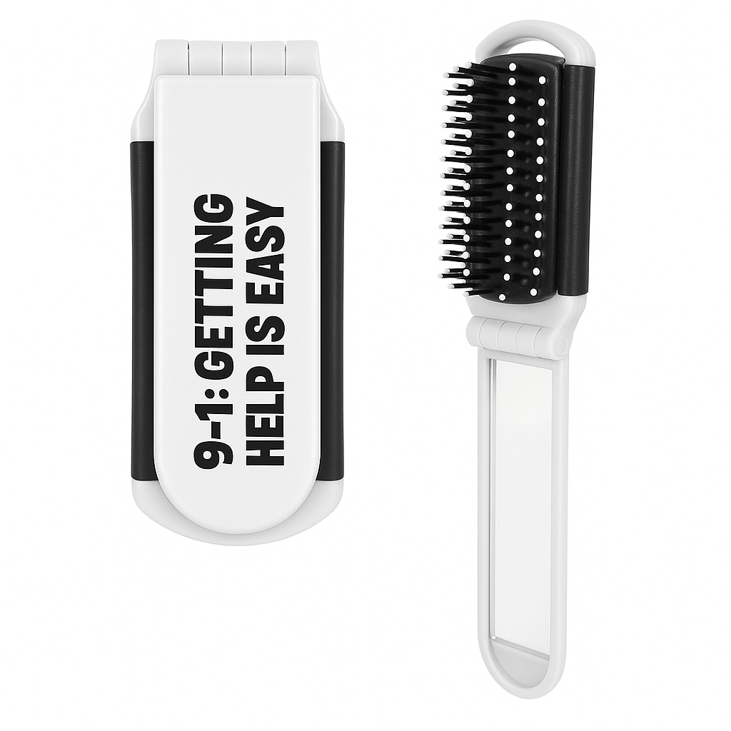 FOLDING BRUSH W/MIRROR