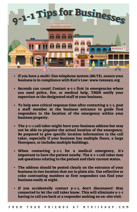 **FREEBIE** "9-1-1 Tips for Businesses" Education Sheet