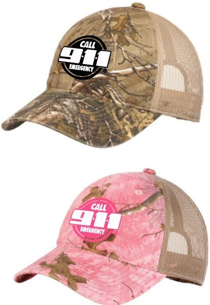 **CLEARANCE** Camouflage Mesh Caps - 'Call 9-1-1 Emergency'