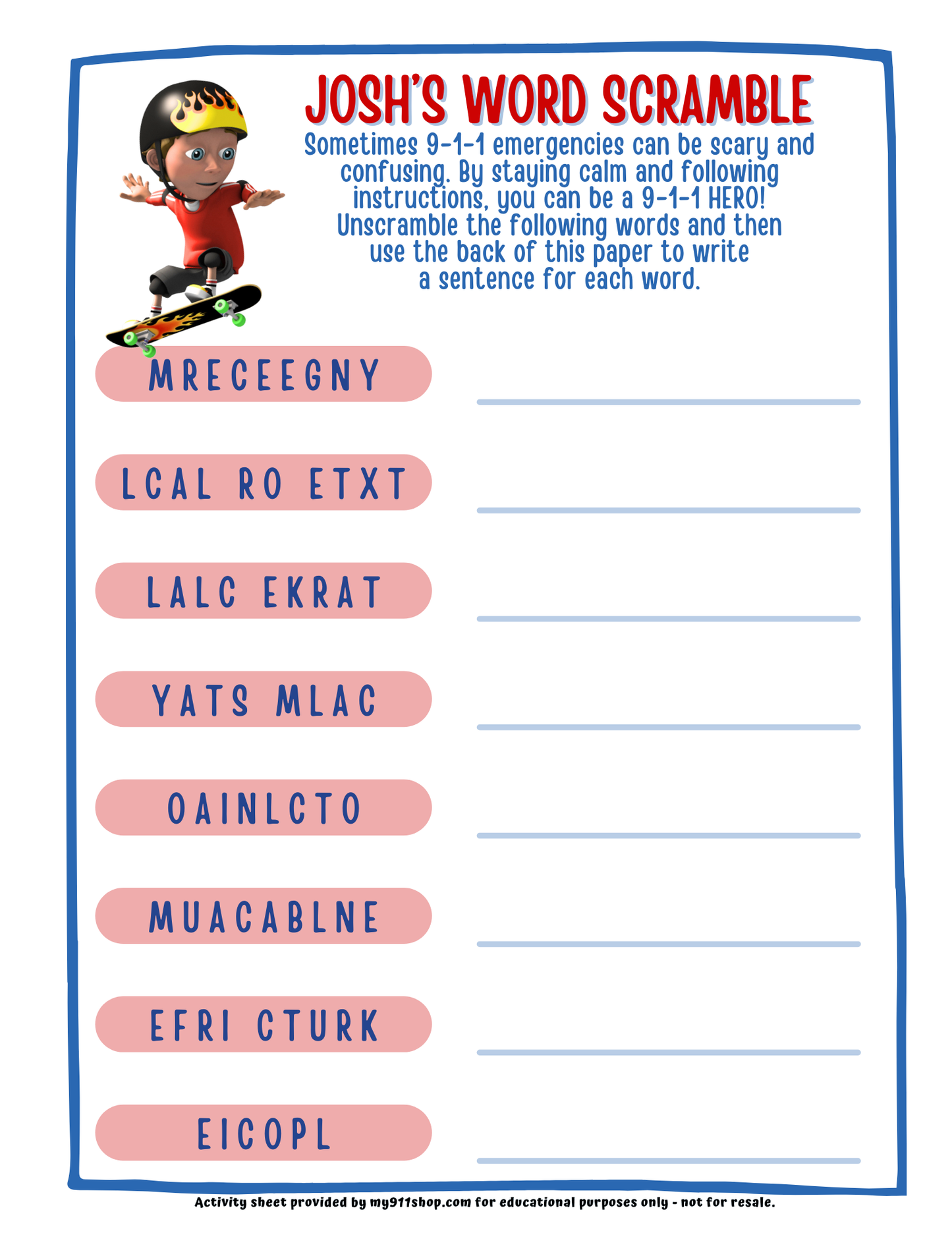 **FREEBIE** "Josh's Word Scramble" Activity Sheet