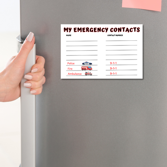 EMERGENCY CONTACTS 4x6 MAGNET