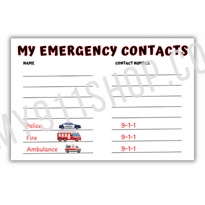 EMERGENCY CONTACTS 4x6 MAGNET