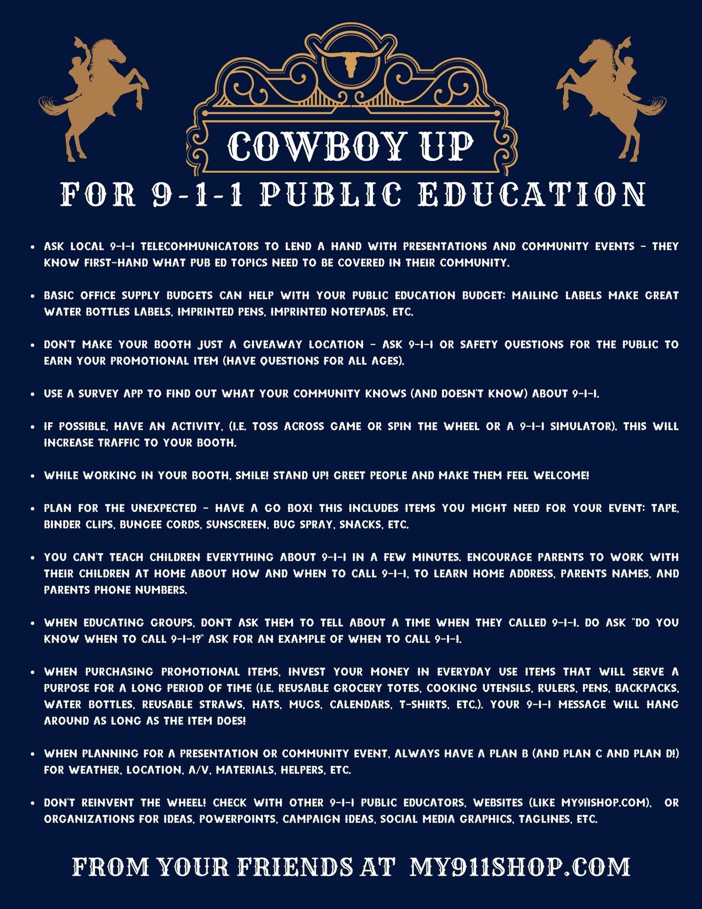 **FREEBIE** "Cowboy Up" 9-1-1 Public Educator Resource