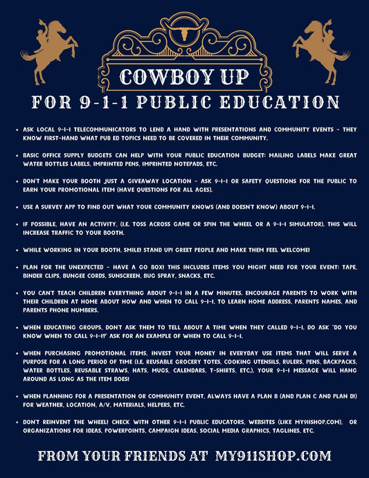 **FREEBIE** "Cowboy Up" 9-1-1 Public Educator Resource