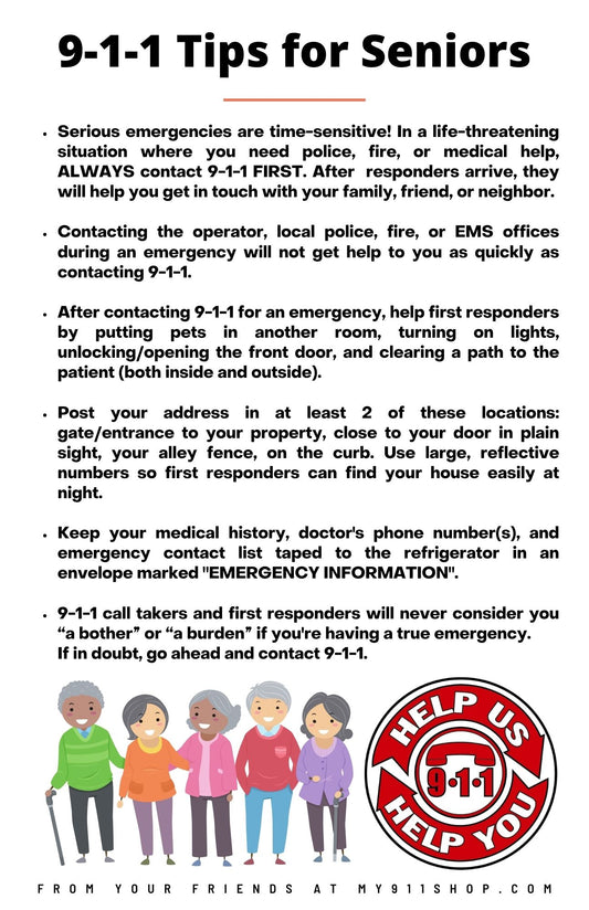 **FREEBIE** "9-1-1 Tips for Seniors" Education Sheet